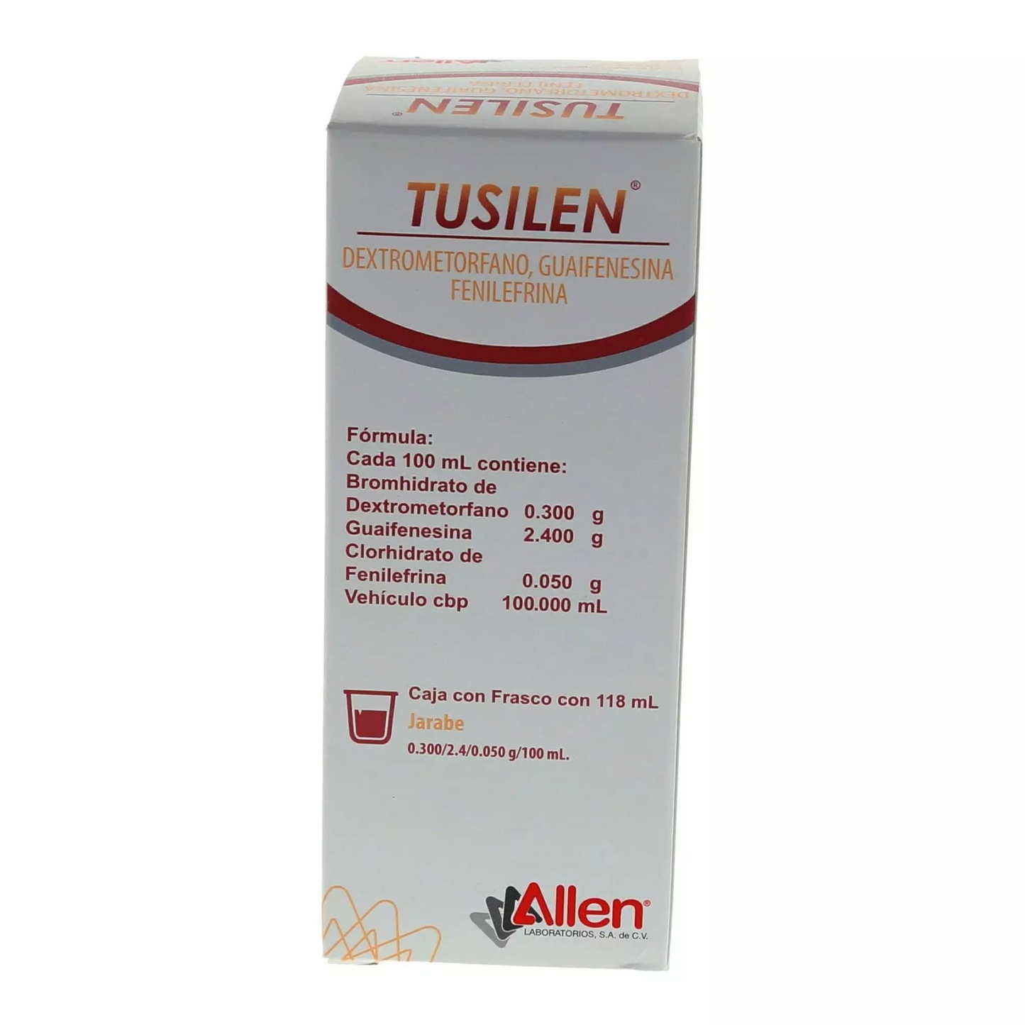 Tusilen Adulto Jarabe 118 ml, Lab. Avitus (Dextrometorfano 0.3 g, Guaifenesina 2.4 g, Fenilefrina 0.05 g / 100 ml)