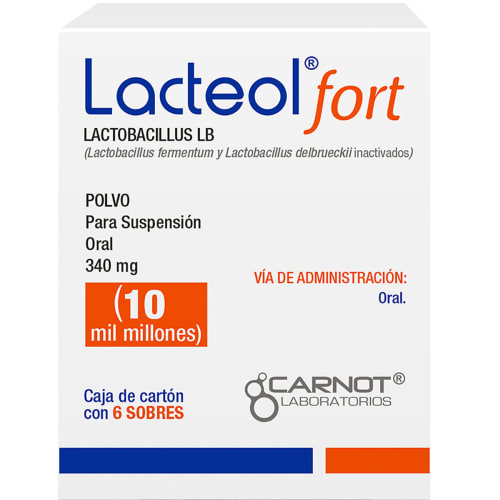 Lacteol Fort 6 sobres Polvo, Lab. Carnot (Lactobacilos LB 10,000,000,000)