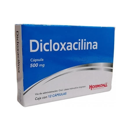 Dicloxacilina 12 capsulas, Lab. Hormona (Dicloxacilina 500 mg)