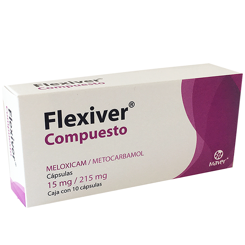 Flexiver Compuesto 10 cápsulas, Lab. Maver (Meloxicam 15 mg, Metocarbamol 215 mg)