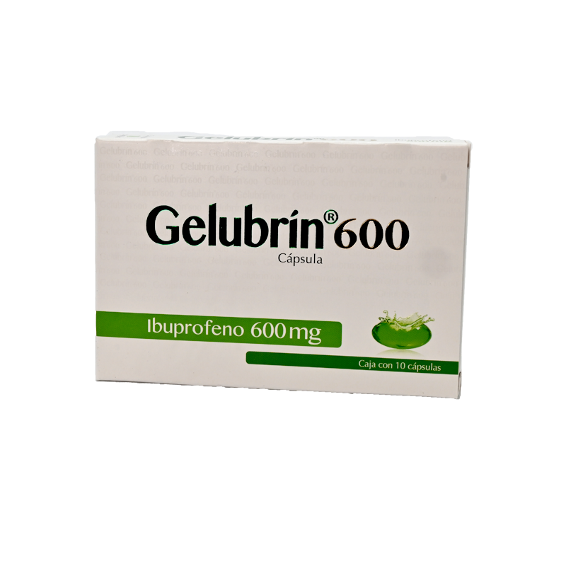 Gelubrín 600 10 cápsulas, Lab. Progela (Ibuprofeno 600 mg)