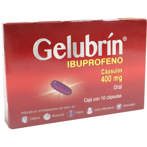 Gelubrín 10 Cápsulas Lab. Progela (Ibuprofeno 400.000 mg)