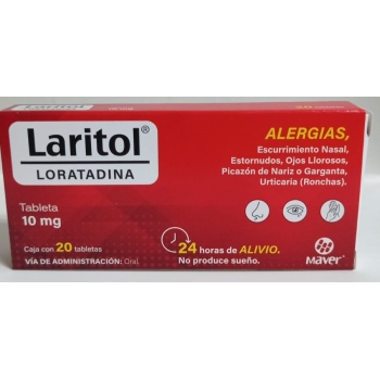 Laritol 20 tabletas, Lab. Maver (Loratadina 10 mg)