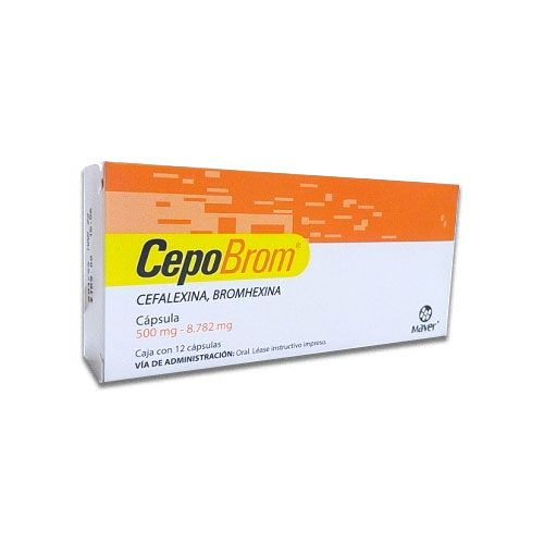 Cepo Brom 12 cápsulas, Lab. Maver (Cefalexina 500 mg, Bromhexina 8.782 g)