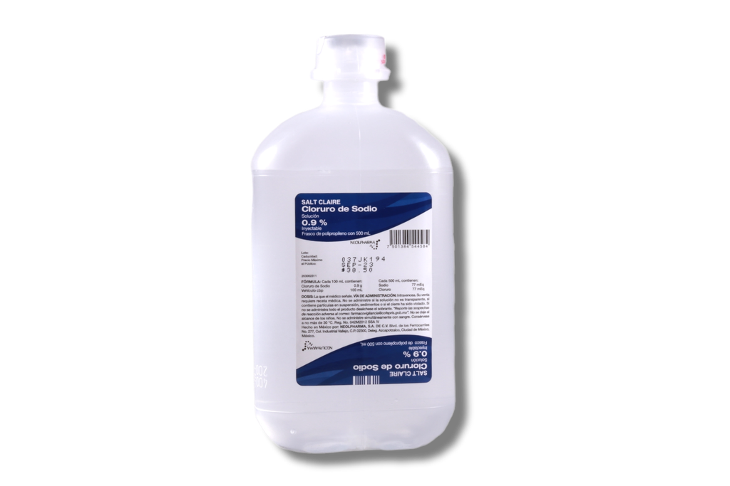 Cloruro de Sodio Solución 500 ml, Lab. Neolpharma (Cloruro de Sodio 0.9 g / 100 ml)