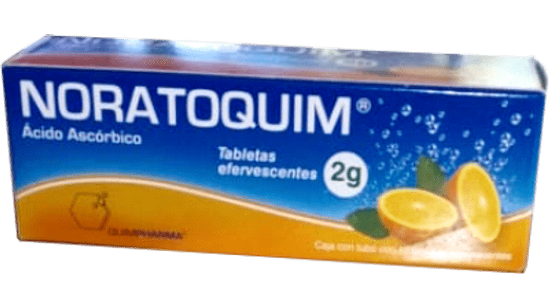 Noratoquim 10 tabletas efervecentes, Lab. QuimPharma (Ácido ascórbico 2 g)