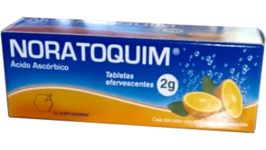 Noratoquim 10 tabletas efervecentes, Lab. QuimPharma (Ácido ascórbico 2 g)