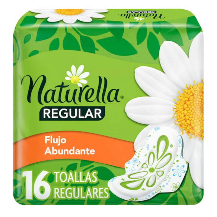 Toallas Sanitarias Naturella Manzanilla Regulares Con Alas 16 Piezas