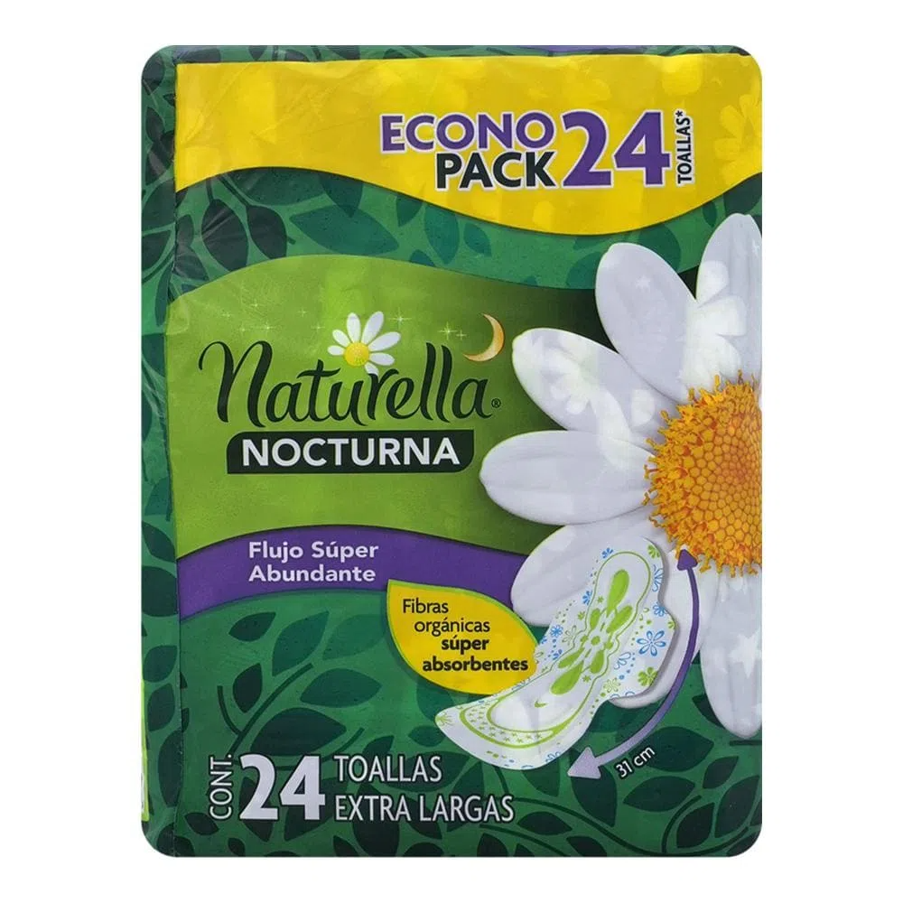 Toallas Sanitarias Naturella Nocturna Extra Larga 24 Piezas