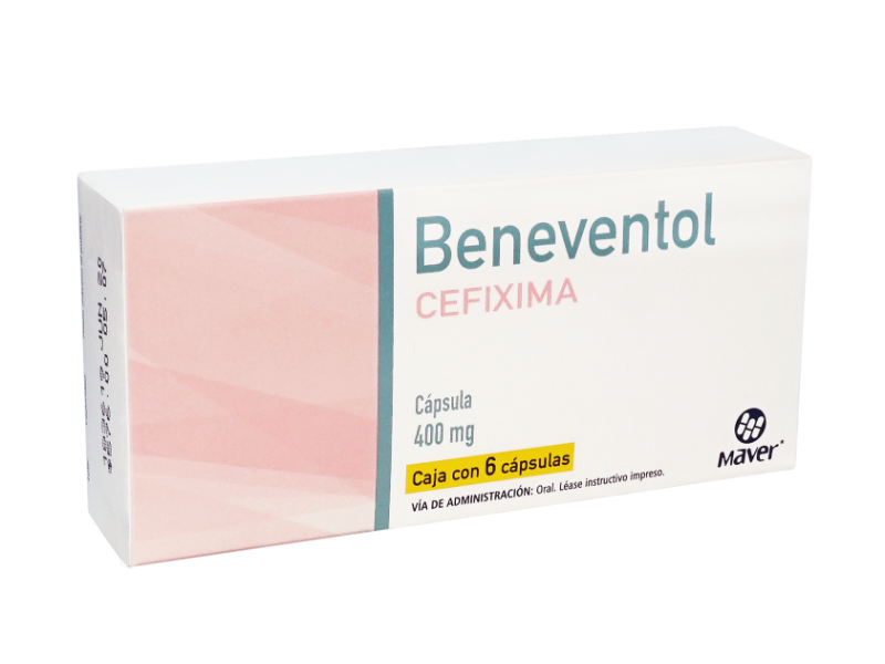 Beneventol 6 cápsulas, Lab. Maver (Cefixima 400 mg)