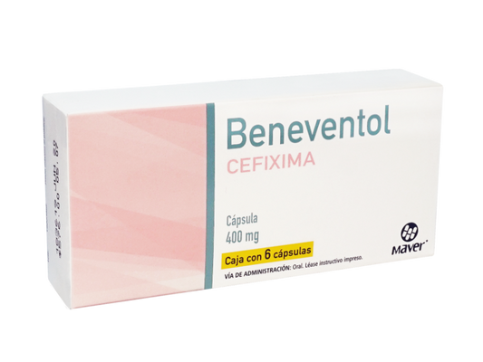 Beneventol 6 cápsulas, Lab. Maver (Cefixima 400 mg)