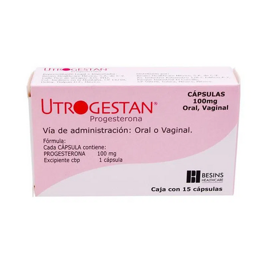 Utrogestan 15 cápsulas oral o vaginal, Lab. Besins Healtcare (Progesterona 100 mg)