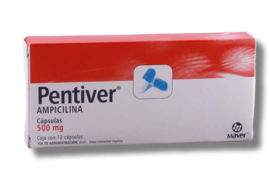 Pentiver 12 cápsulas, Lab. Maver (Ampicilina 500 mg)