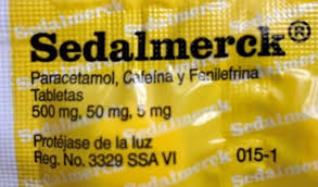 Sedalmerck 4 tabletas, Lab. Merck (Paracetamol 500 mg, Cafeína 50 mg, Fenilefrina 5 mg)