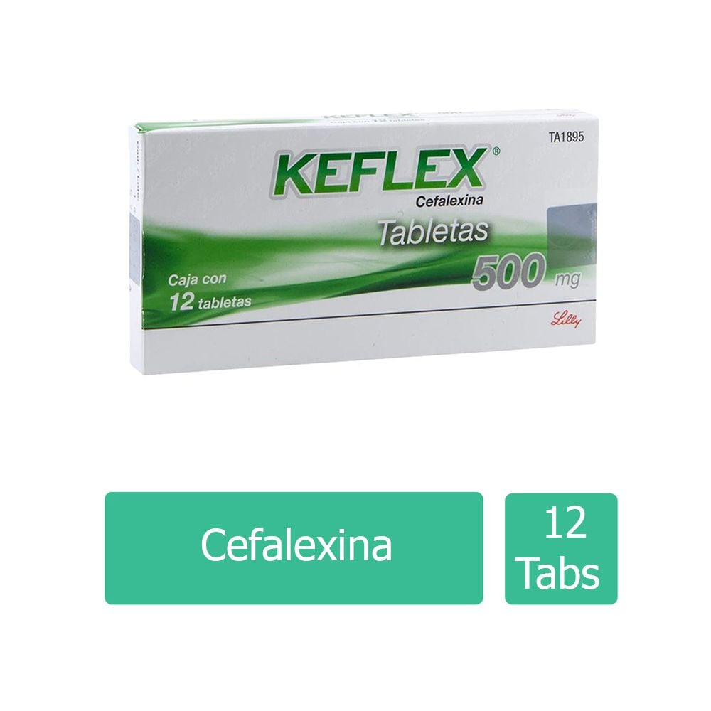 Keflex 12 tabletas, Lab. Lilly (Cefalexina 500 mg)