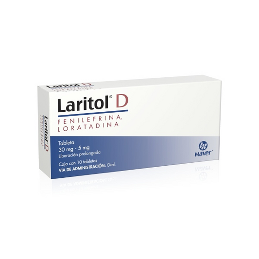 Laritol D 10 Tabletas Lab. Maver (Fenilefrina 30 mg , Loratadina 5 mg)