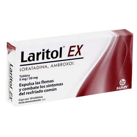 Laritol EX 10 Tabletas Lab. Maver (Ambroxol 30.000 mg , Loratadina 5.000 mg)