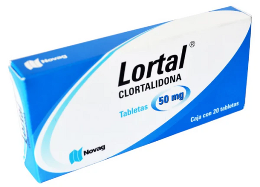 Lortal 20 tabletas, Lab. Novag (Clortalidona 50 mg)