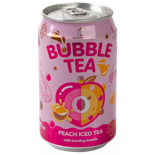 Madam Hong Bubble Tea Boba Durazno, Manzana, Té negro y Perlas sabor Durazno 320 ml