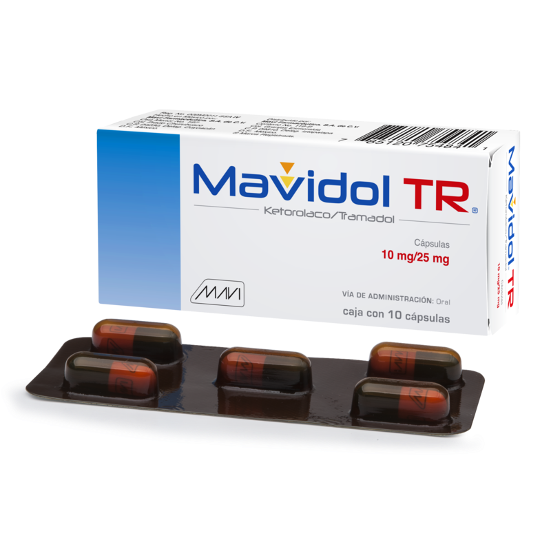 Mavidol TR 10 cáp. Cápsulas Lab. Mavi (Tramadol 25.000 mg , Ketorolaco 10.000 mg)