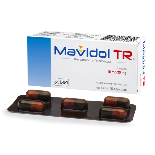 Mavidol TR 10 cáp. Cápsulas Lab. Mavi (Tramadol 25.000 mg , Ketorolaco 10.000 mg)