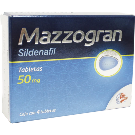 Mazzogran 4 tabletas, Lab. Collins (Sildenafil 50 mg)