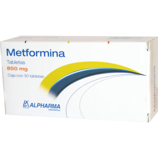 Metformina 30 Tabletas Lab. Alpharma (Metformina 850.000 mg)