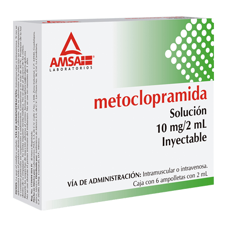 Metoclopramida 6 ampolletas de 2 ml, Lab. AMSA (Metoclopramida 10 mg / 2 ml)