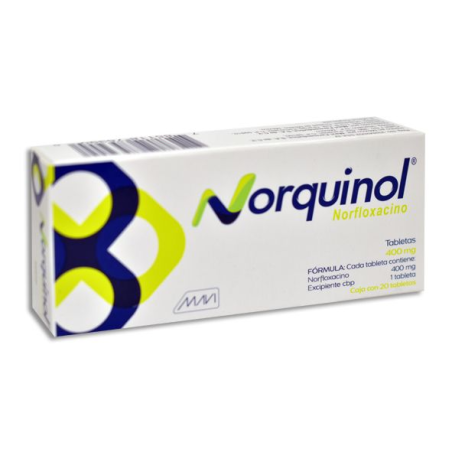 Norquinol 20 tabletas, Lab. Mavi (Norfloxacino 400 mg)