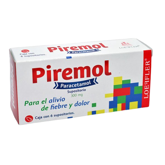 Piremol 6 supositorios, Lab. Loeffler (Paracetamol 300 mg)