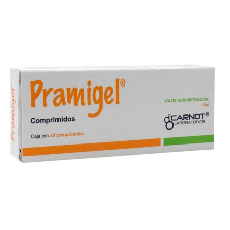 Pramigel 20 comprimidos, Lab. Carnot (Metoclopramida 10 mg, Hidróxido de Aluminio 200 mg, Hidróxido de magnesio 200 mg, Simeticona 50 mg)