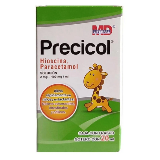 Precicol 20 ml Solución (oral) Lab. Liferpal MD (Paracetamol 100.000 mg / ml , Butilhioscina 2.000 mg / ml)