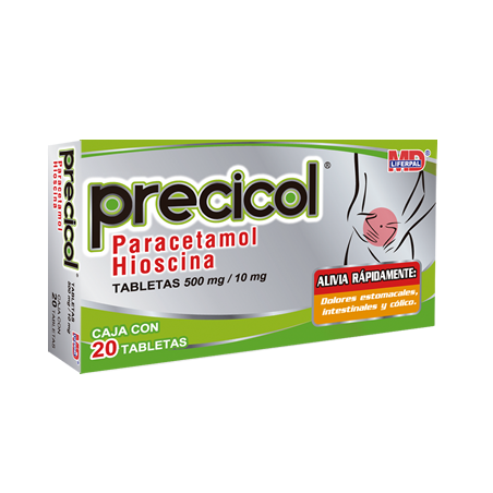 Precicol 20 Tabletas Lab. Liferpal MD (Paracetamol 500.000 mg , Hioscina 10.000 mg)