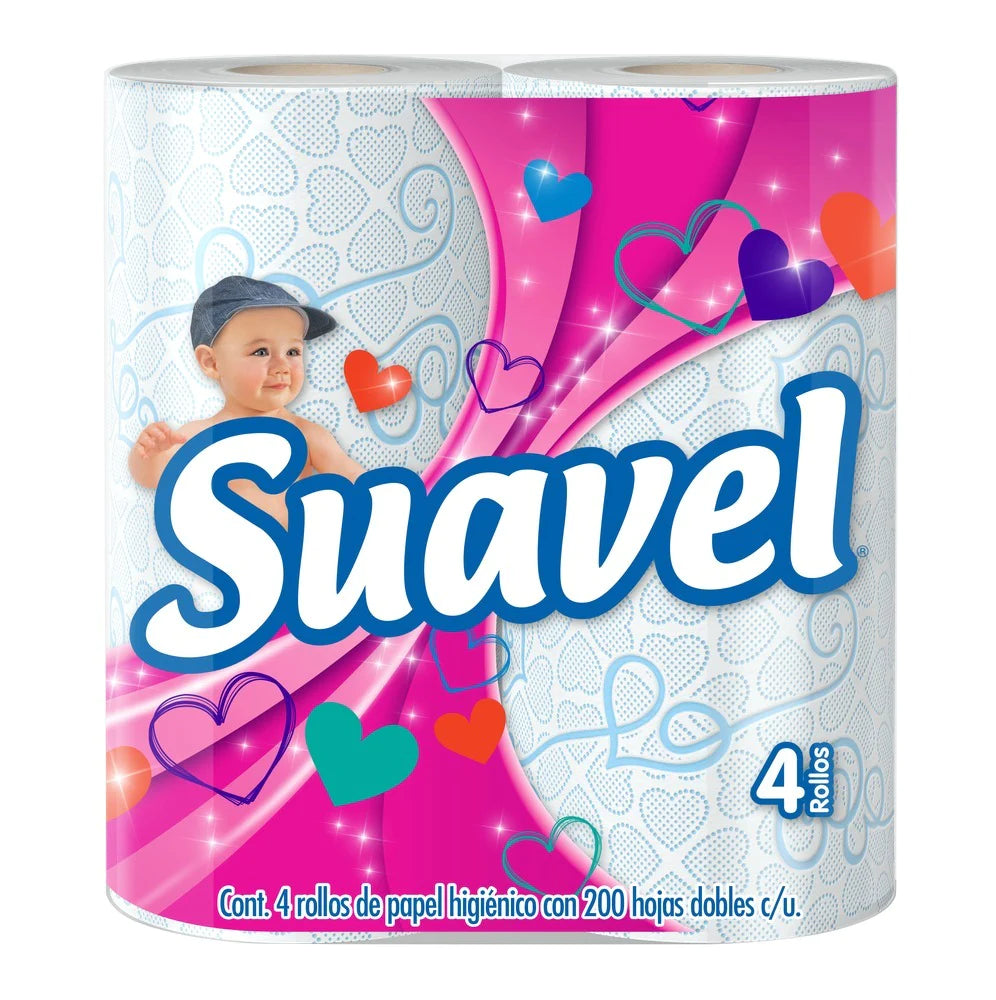 Papel higiénico Suavel 200 hojas 4 rollos, Kimberly-Clark