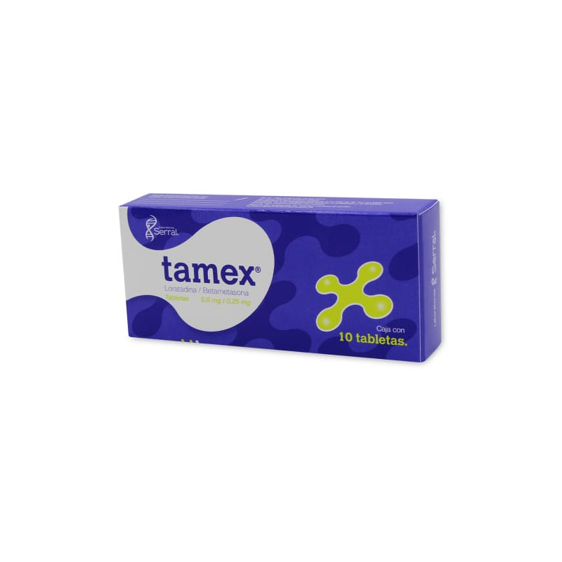 Tamex 10 tabletas, Lab. Serral (Loratadina 5 mg, Betametasona 0.25 mg)