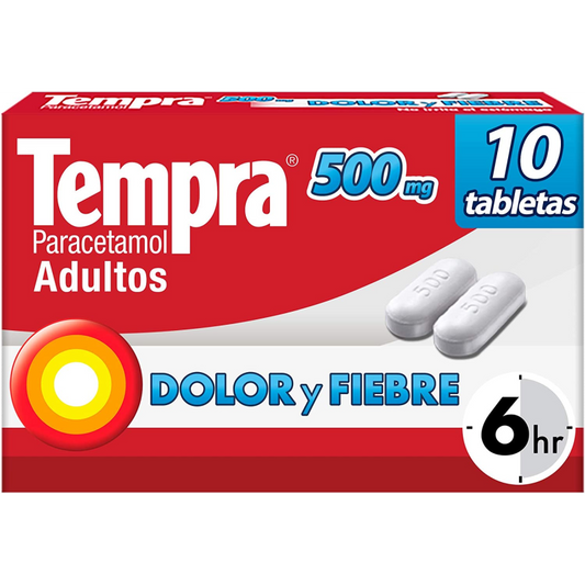 Tempra 10 tabletas Lab. Reckitt Benckiser Healthcare (Paracetamol 500.000 mg)