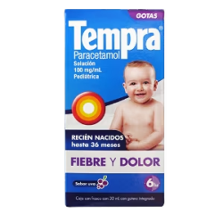 Tempra Pediátrico Solución 30 ml, Lab. Reckitt (Paracetamol 100 mg / 1 ml)