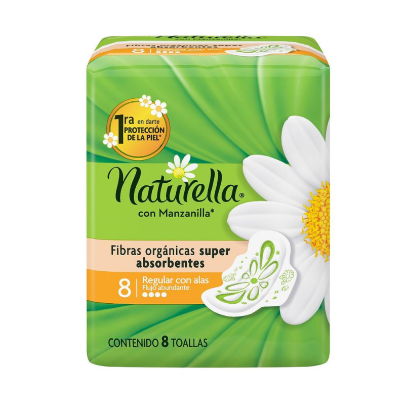 Toalla sanitara Naturella con alas regular 8 toallas, P&G