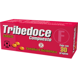 Tribedoce Compuesto 30 Grageas Grageas Lab. Bruluart (Diclofenaco 50.000 mg , Piridoxina (Vitamina B6) 50.000 mg , Tiamina (Vitamina B1) 50.000 mg , Cianocobalamina (Vitamina B12) 1.000 mg)