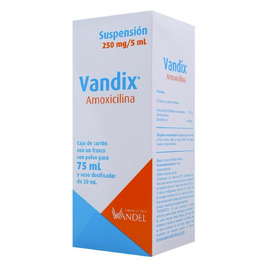 Vandix Suspensión 75 ml, Lab. Wandel (Amoxicilina 250 mg / 5 ml)