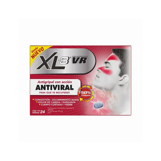 XL-3 VR 24 Tab. Tabletas Lab. Selder (Paracetamol 375.000 mg , Amantadina 50.000 mg , Clorfenamina 3.000 mg)